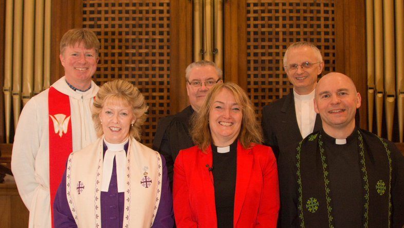 Rev Ruth Cathcart (centre) with other ministers from the Gordon Presbytery.