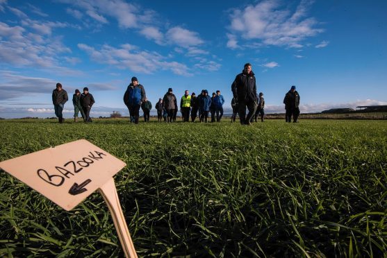 Farmers toured plots of winter barley at Corskie.