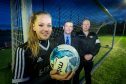 Judy Humber, Granite City Ladies; Gary Leiper, Cove Rangers FC Director; and Dave Easton, Granite City Ladies manager.