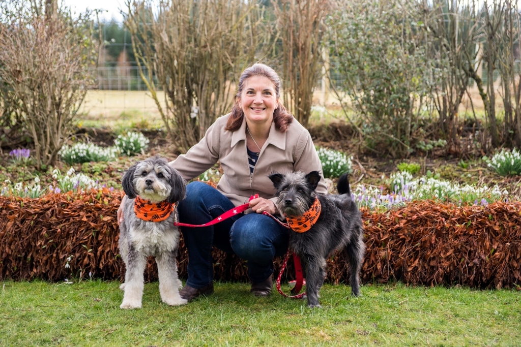 Jacqui Kelly with her dogs Bintang and Sophie at her home near Keith.
