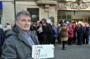Bishopmill resident Jim Rooney organised a protest at the St Giles Centre about the bus service cuts.
