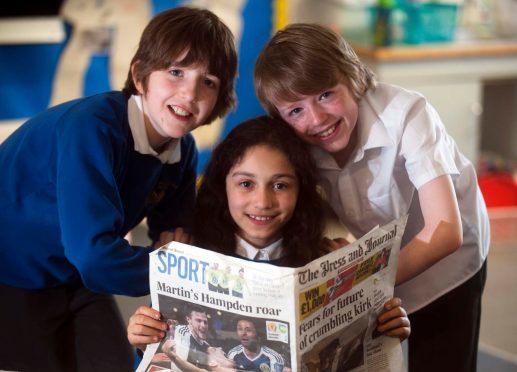 From the left: Finlay Macintosh-Baird 9, Alexis Gilmour 9 and Finlay Cowell 10 from St Sylvester primary school, Elgin



Photo by
Michael Traill						
9 South Road
Rhynie
Huntly
AB54 4GA

Contact numbers
Mob	07739 38 4792
Home	01464 861425