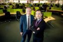 Moray MSP Richard Lochhead meets the chief executive of Kura, Brian Bannatyne, following the takeover of the Capita call centre in Forres.
