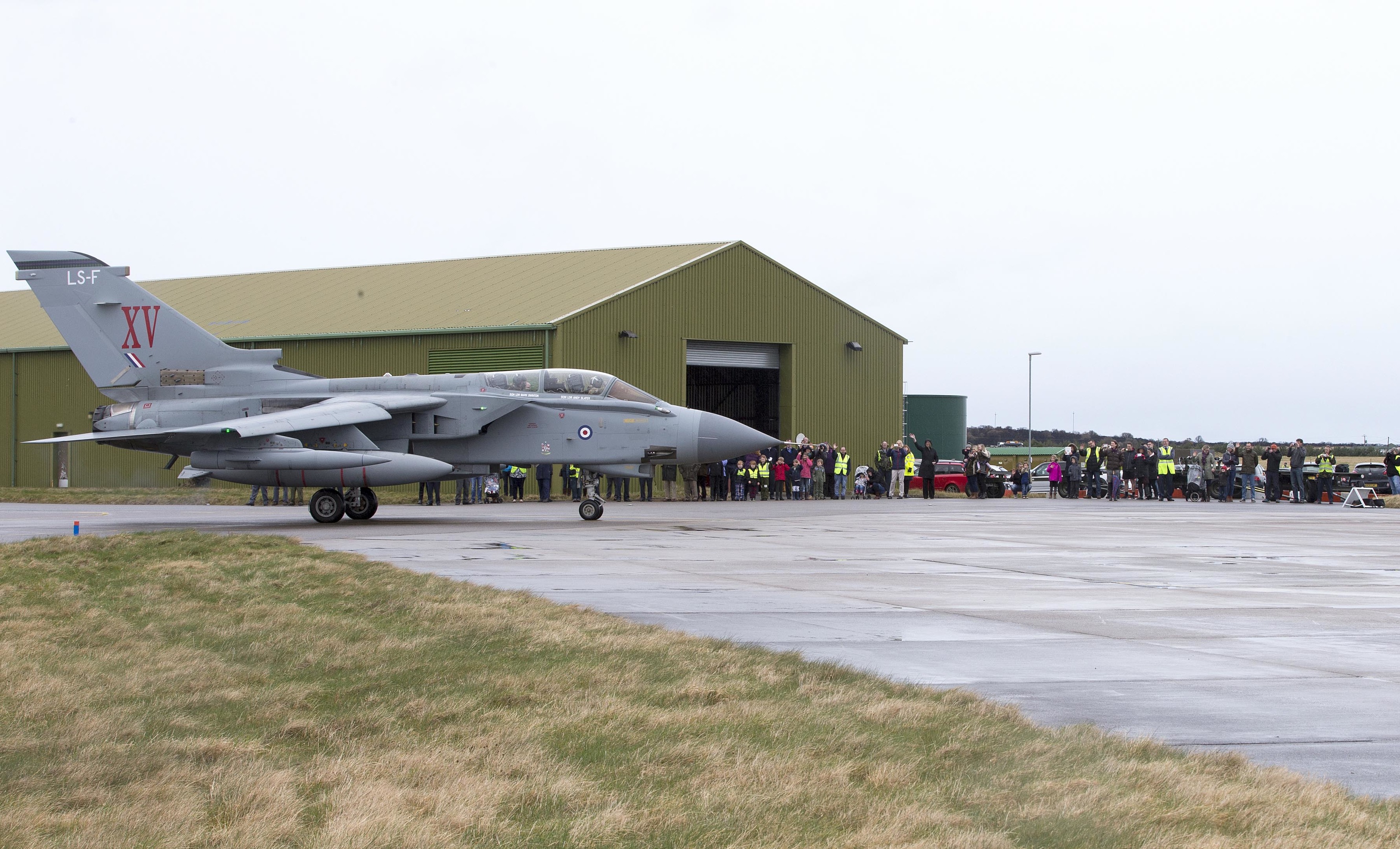 Families of the flight crews were waiting on the apron at RAF Lossiemouth to greet them when they arrived.