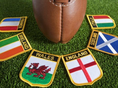 The Six Nations Championship is an annually contested rugby union competition involving six European teams, England, Ireland, Scotland, Wales, France and Italy, as depicted by the 6 National Flag badges on the grass pitch background.
