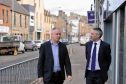 MSP Richard Lochhead, left, with independent rates assessor, Ian Milton, right, in High Street, Elgin, following a fact-finding meeting between them.