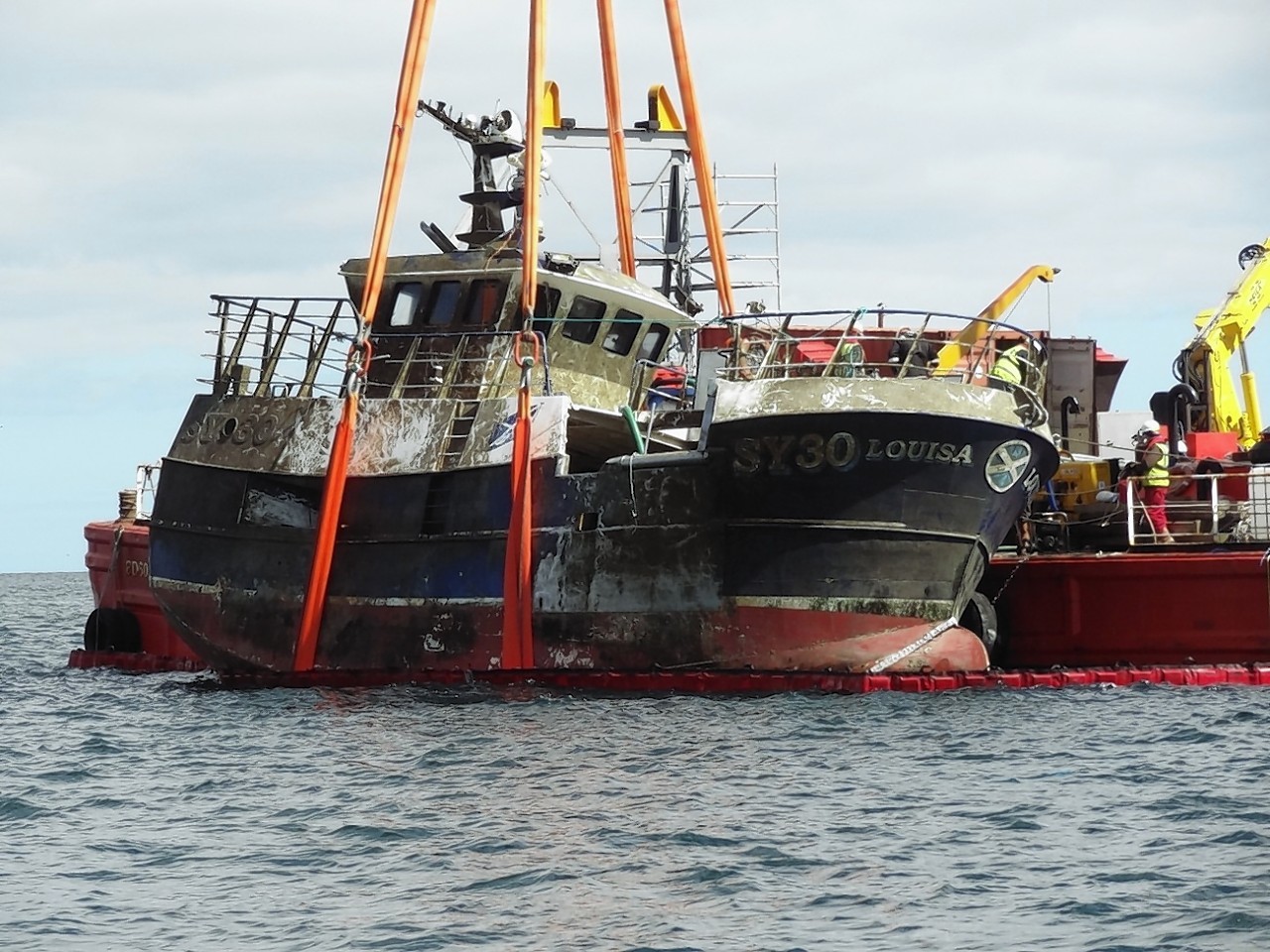 MFV Louisa being recovered after the sinking