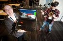 Alan Yeats, left, and Gary McCartan used virtual reality to create the best video game at Moray Game Jam.