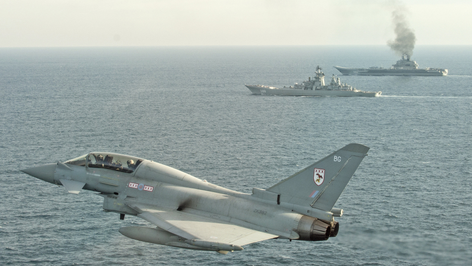 An RAF Typhoon monitoring Russian naval movements