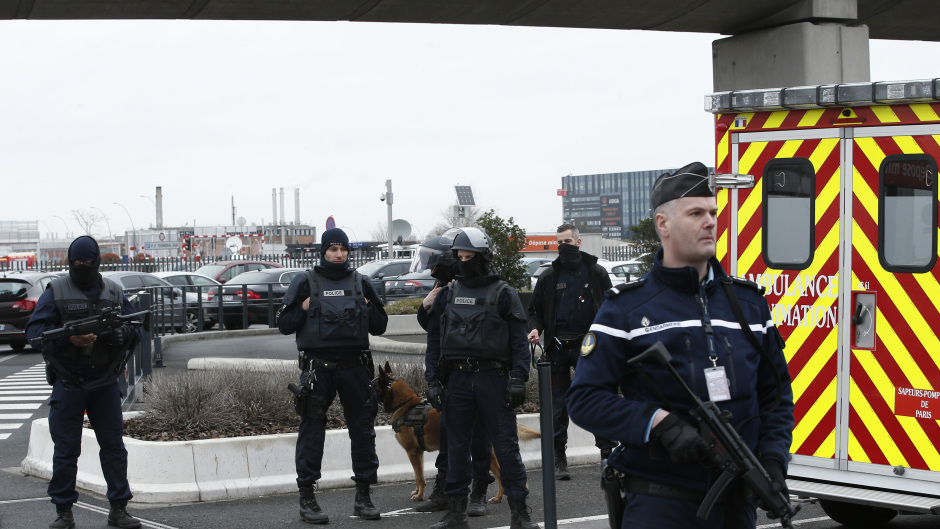 French police secure Orly airport, south of Paris (AP/Thibault Camus)