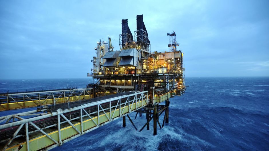 Oil platform at sea.