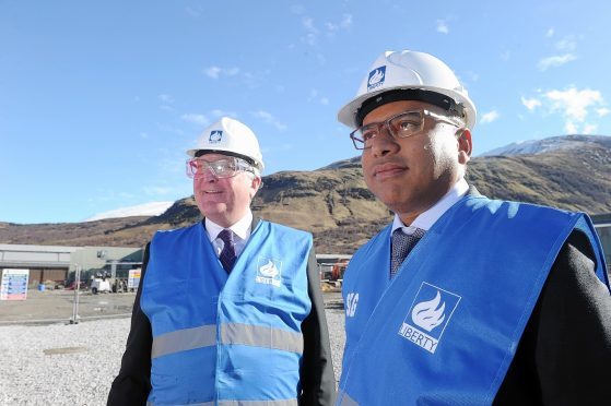 Sanjeev Gupta, right, with Fergus Ewing at the Fort William smelter.