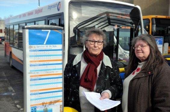 Findhorn community councillor Mo Hyde, pictured right, organised a petition to fight to retain the service with Rosina Buchan, pictured left.