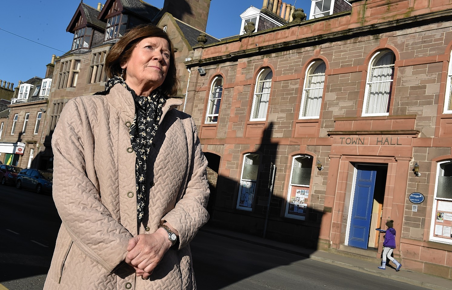 Local councillor Wendy Agnew outside Stonehaven town hall