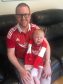 Accountant Bruce Edmond, who is pictured with son Jack, is appealing for help to find his signed Gothenburg top.