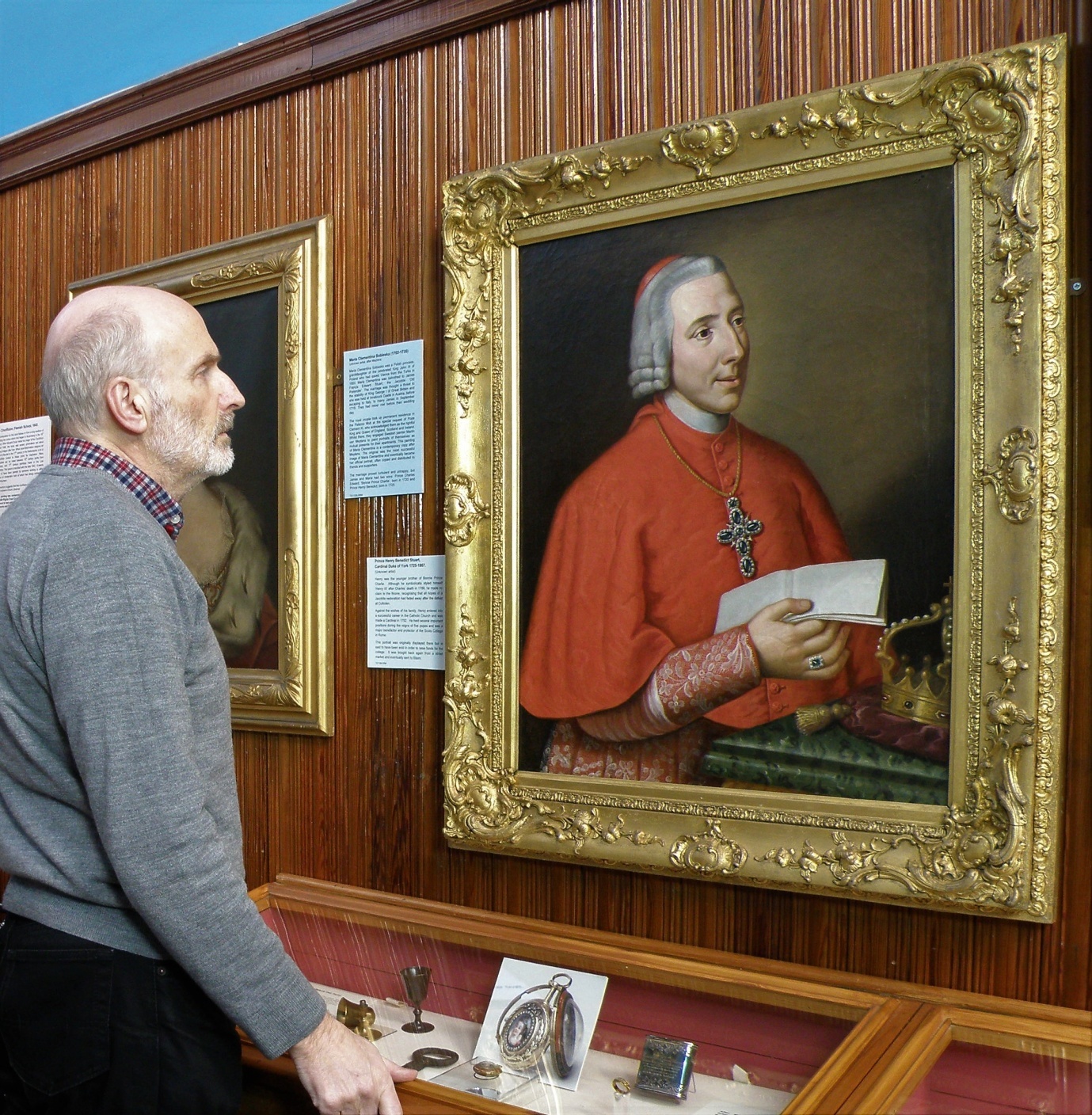 The portrait of Cardinal Henry Benedict Stuart is examined by Ian Forbes at Blairs Museum.