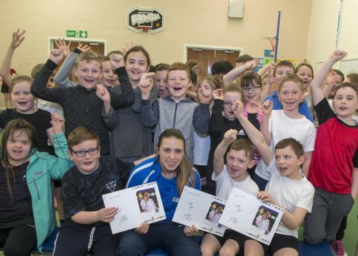 Commonwealth Games judo star Kimberley Renicks with youngsters from Glashieburn Primary School in Bridge of Don.