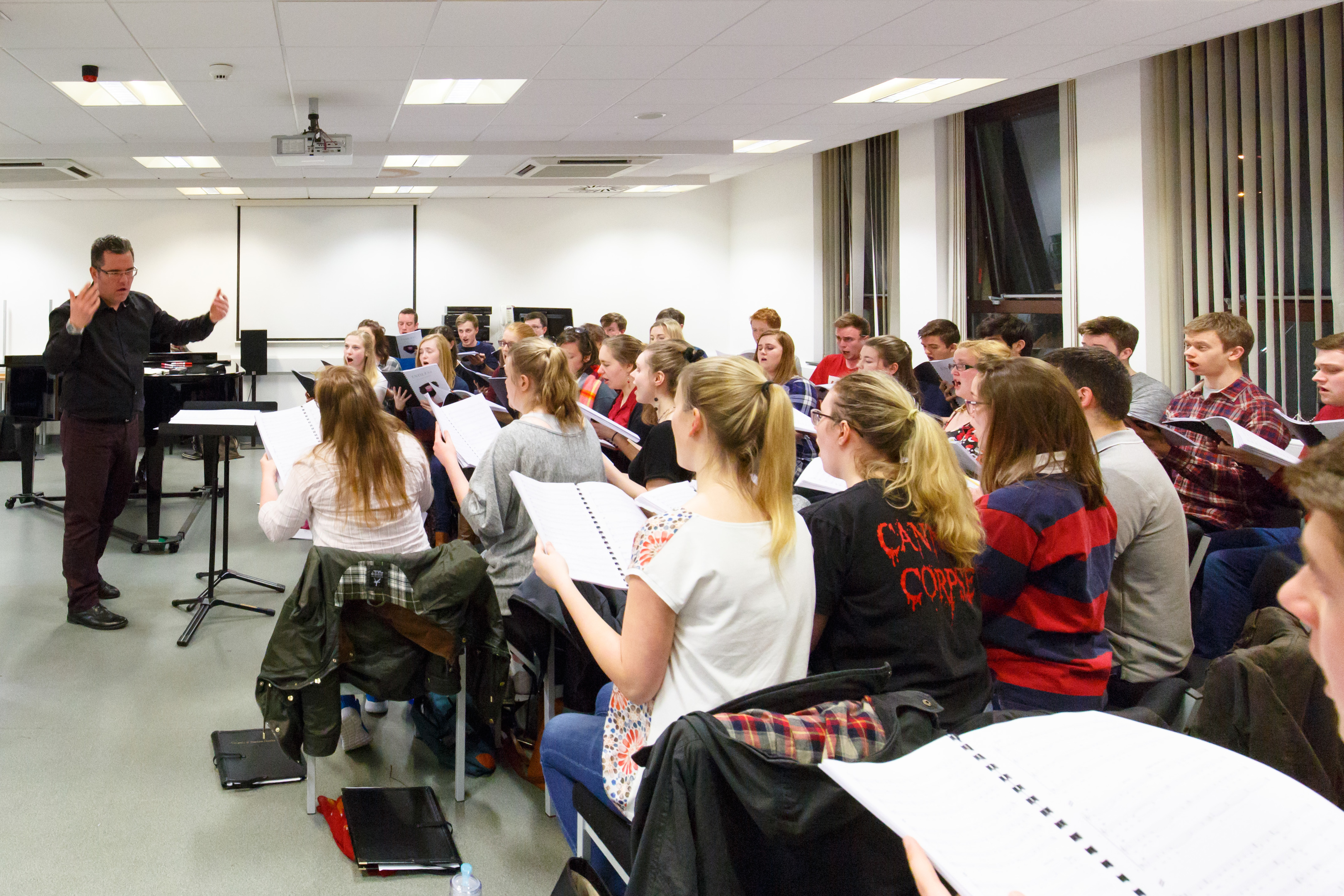 Professor Paul Mealor leads rehearsals for his University of Aberdeen Chamber Choir.