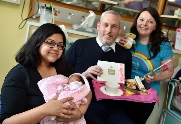 Mum Jinia Mridha with baby Alana, with Graham Wood and Julie Wilson.