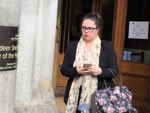 Lindsay Scotland pictured leaving court yesterday.