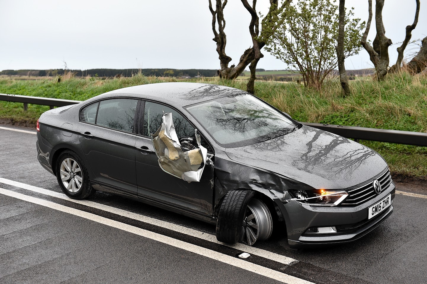 One of the cars after the multi-car crash on the A90