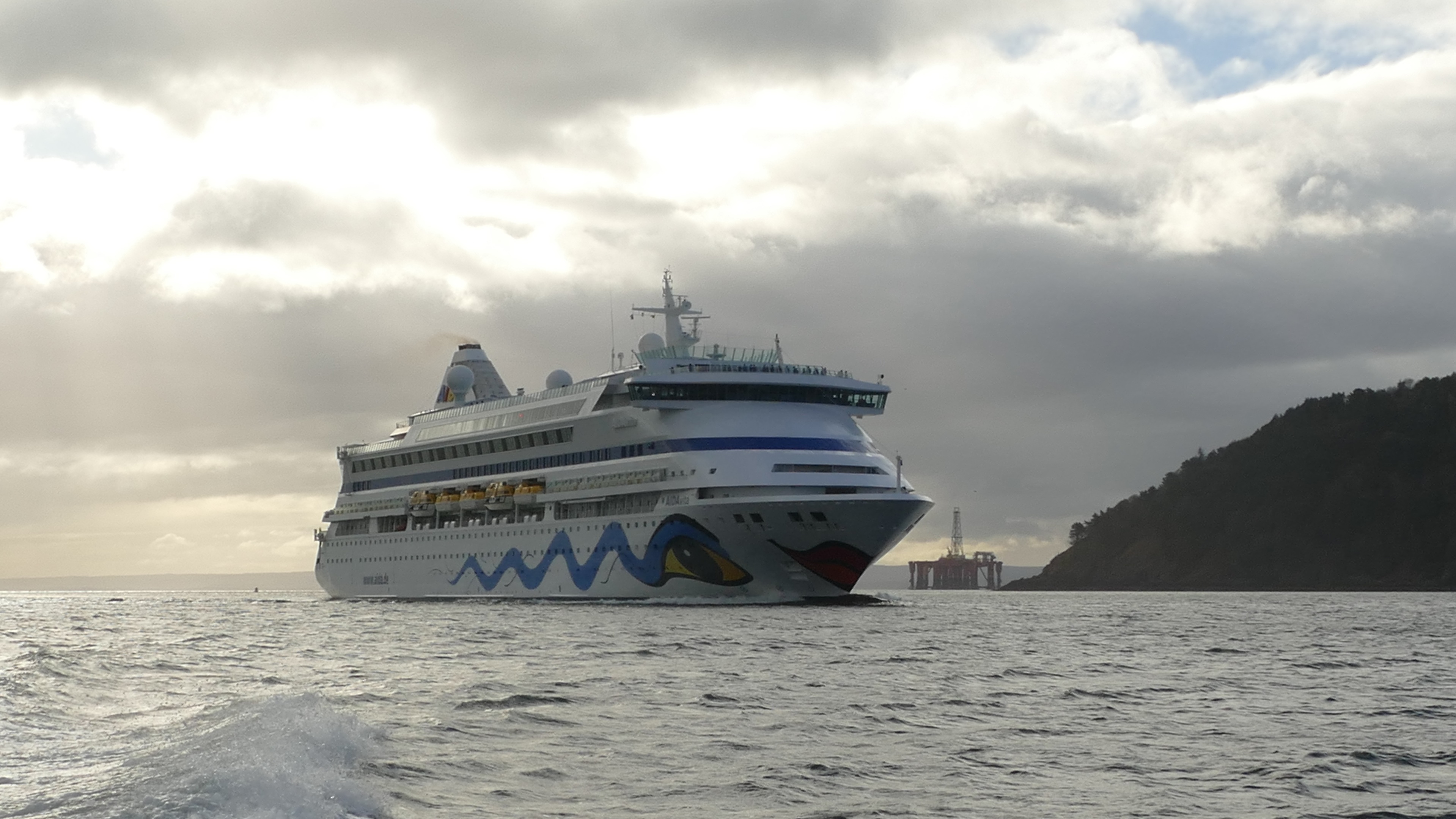 The AIDAVita arriving in the Cromarty Firth yesterday, marking the start of a new cruise liner season at Invergordon.