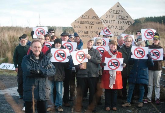 Old Deer residents are protesting the proposed re-opening of Aikey Brea, as a site for travellers.