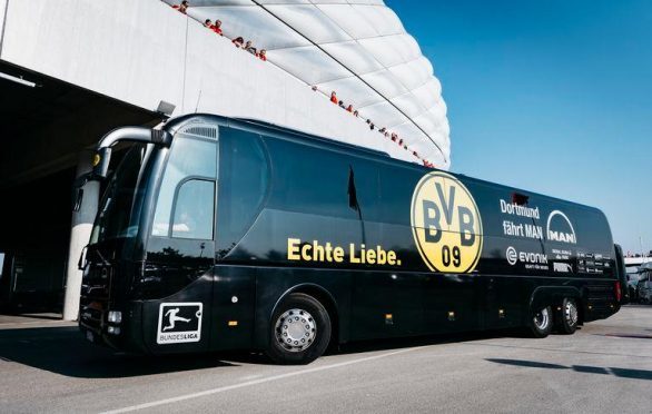 Stock image of the Borussia Dortmund team bus