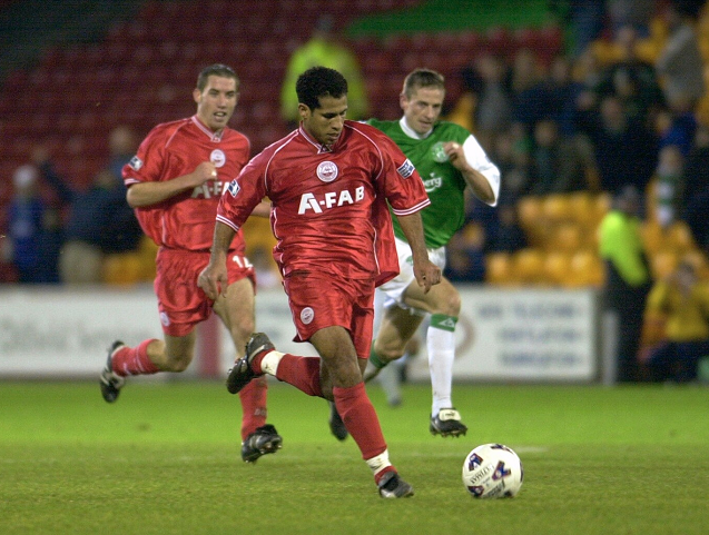 Hicham Zerouali in the Dons' 2001/02 strip.