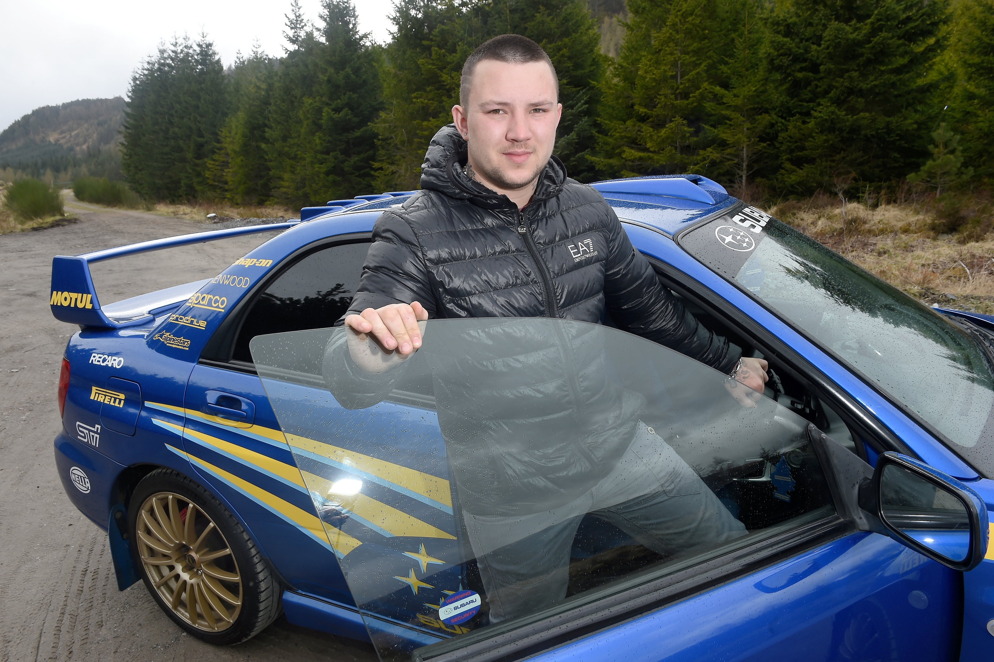 Dylan Ritchie of Laggan, Badenoch with his Subaru Impreza which along with others will be leading the funeral procession for Kieran McQuillan.