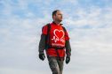 A heart transplant patient is walking the Aberdeenshire coastline as part of a 5,000-mile trek around Britain to help raise £100,000 for the British Heart Foundation’s (BHF) life saving research.
Kieran Sandwell, 45, from Hertfordshire is taking on the incredible challenge, called “Trail of Two Hearts”, to mark the end of his long battle with heart disease after having a heart transplant eight years ago.