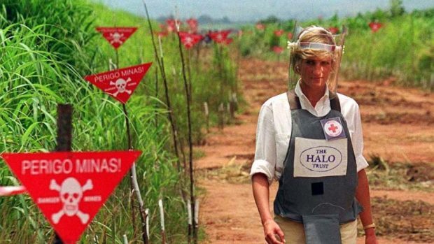 Diana, Princess of Wales, walks through the Angolan minefield.