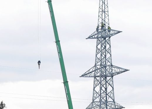 The first of 600 new pylons on the Beauly-Denny line was completed in 2012.