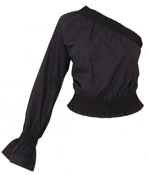 Sosandar Black One Shoulder Button Sleeve Jumper, £59 (www.sosandar.com)