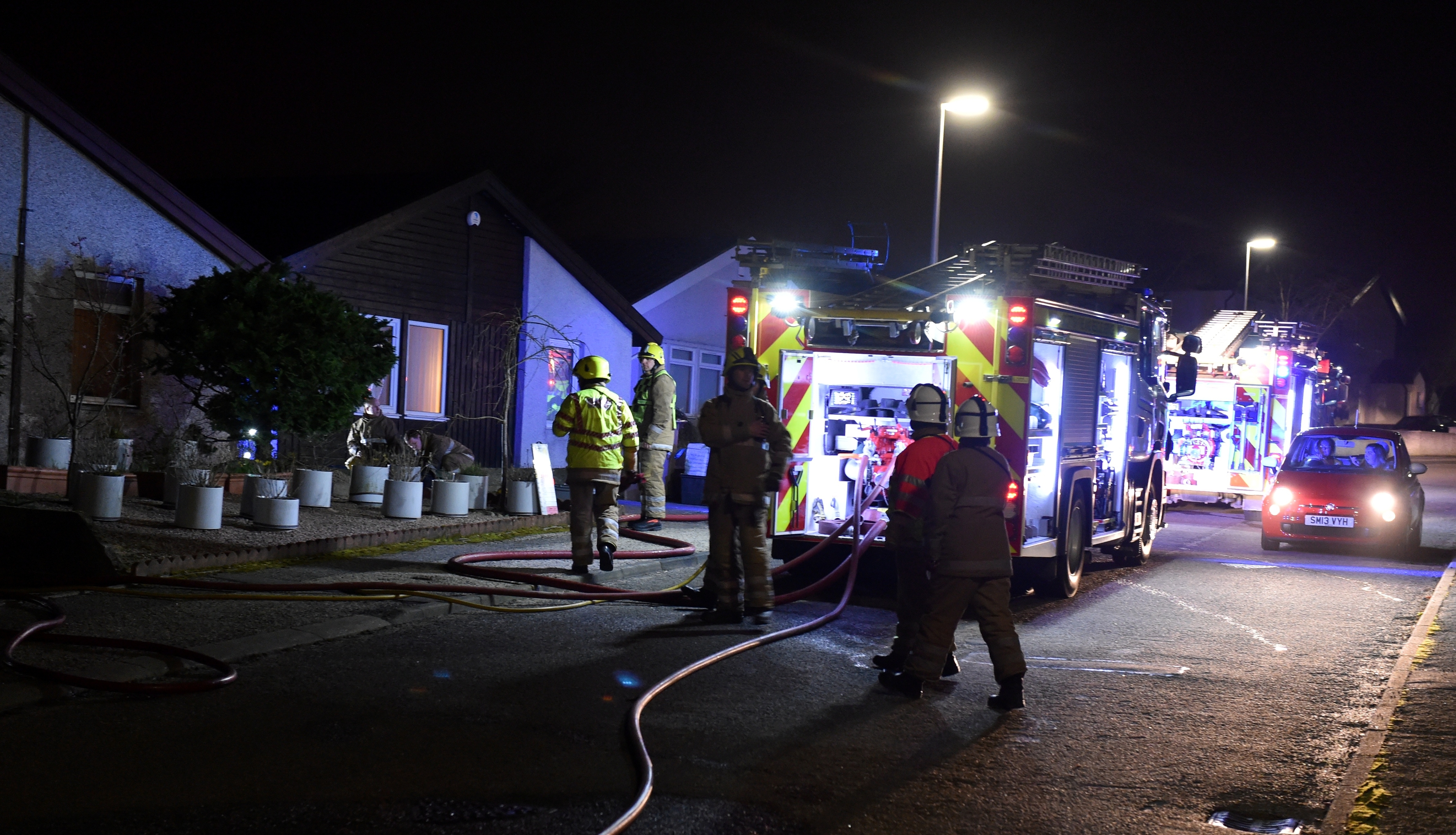 Firefighters at Redwood Crescent, Cove, Aberdeen last month