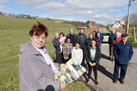 Diane Kinnear (foreground) of Rosemarkie with some of the other objectors to the proposed housing development off Courthill Road