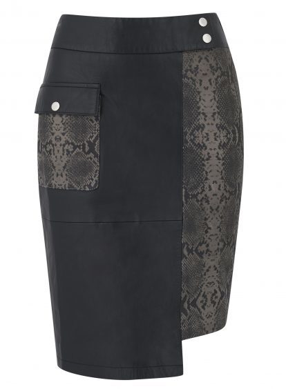 Sosandar Leather Snake Print Panel Skirt, currently reduced to £74.50 from £149 (www.sosandar.com)