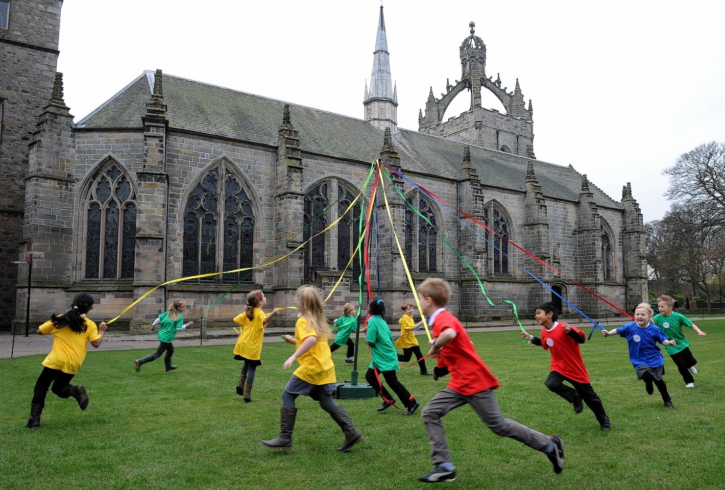 School pupils helping to launch the May Festival. Picture by Kenny Elrick