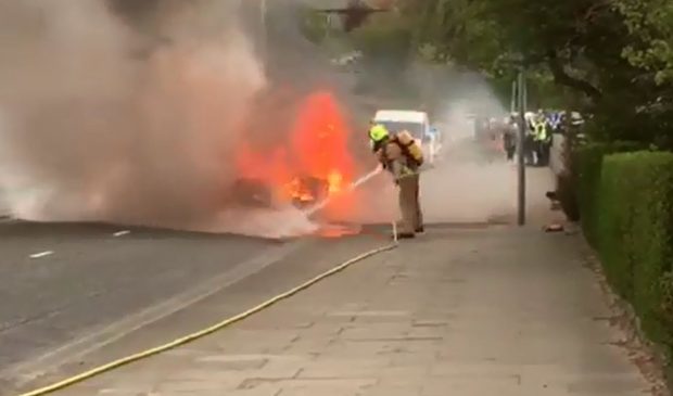 Fire crews extinguish the blaze.
Picture by GFP Photography