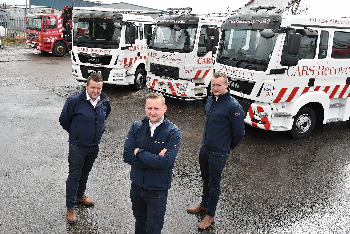 l-r CARS Recovery general manager Marc Cassie, managing director Harry Patterson and operations director Philip Patterson