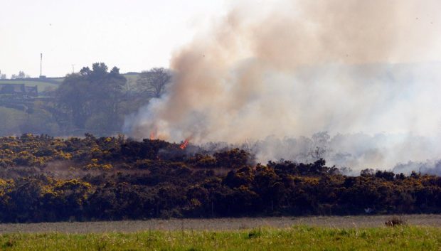 A gorse fire near Kingswells 
Picture by COLIN RENNIE Sat April 8, 2017.