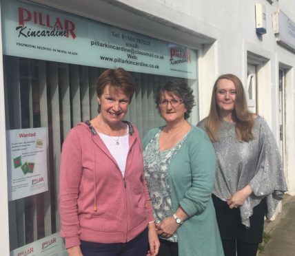 Pillar support worker Kirsty Towler, service manager, Moira Hurry and board member Wendy Brown.