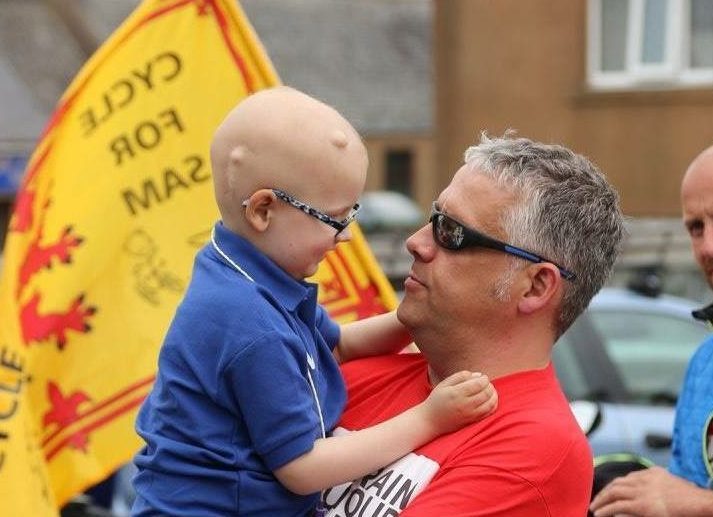 Sam Dorrance with his dad Graeme, after last years's Cycle for Sam event.