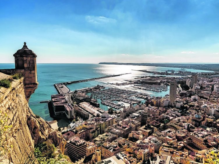 A view of Alicante and its harbour from the castle