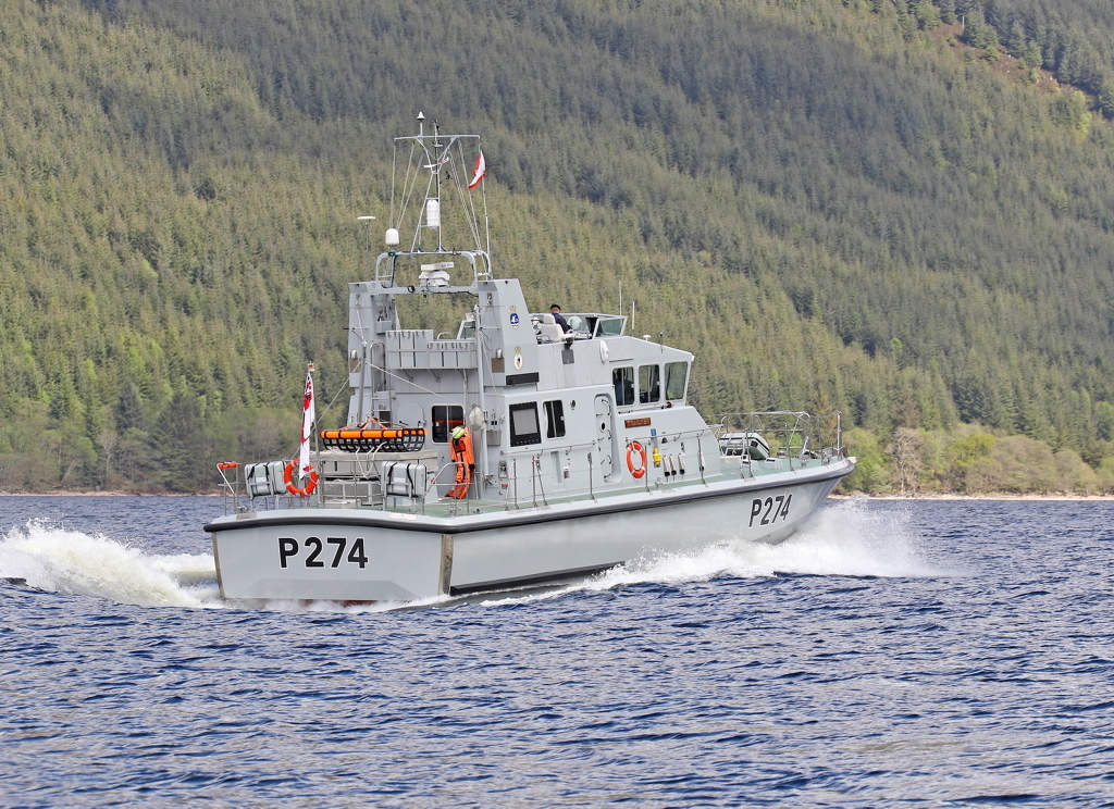 HMS Tracker is normally used to protect specialist vessels at the Faslane base on the River Clyde.