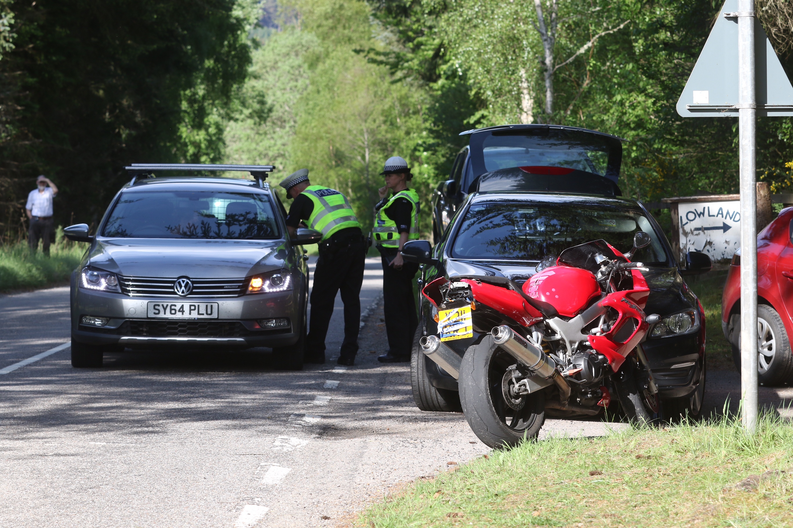 The motorcycle involved in the accident on the A831