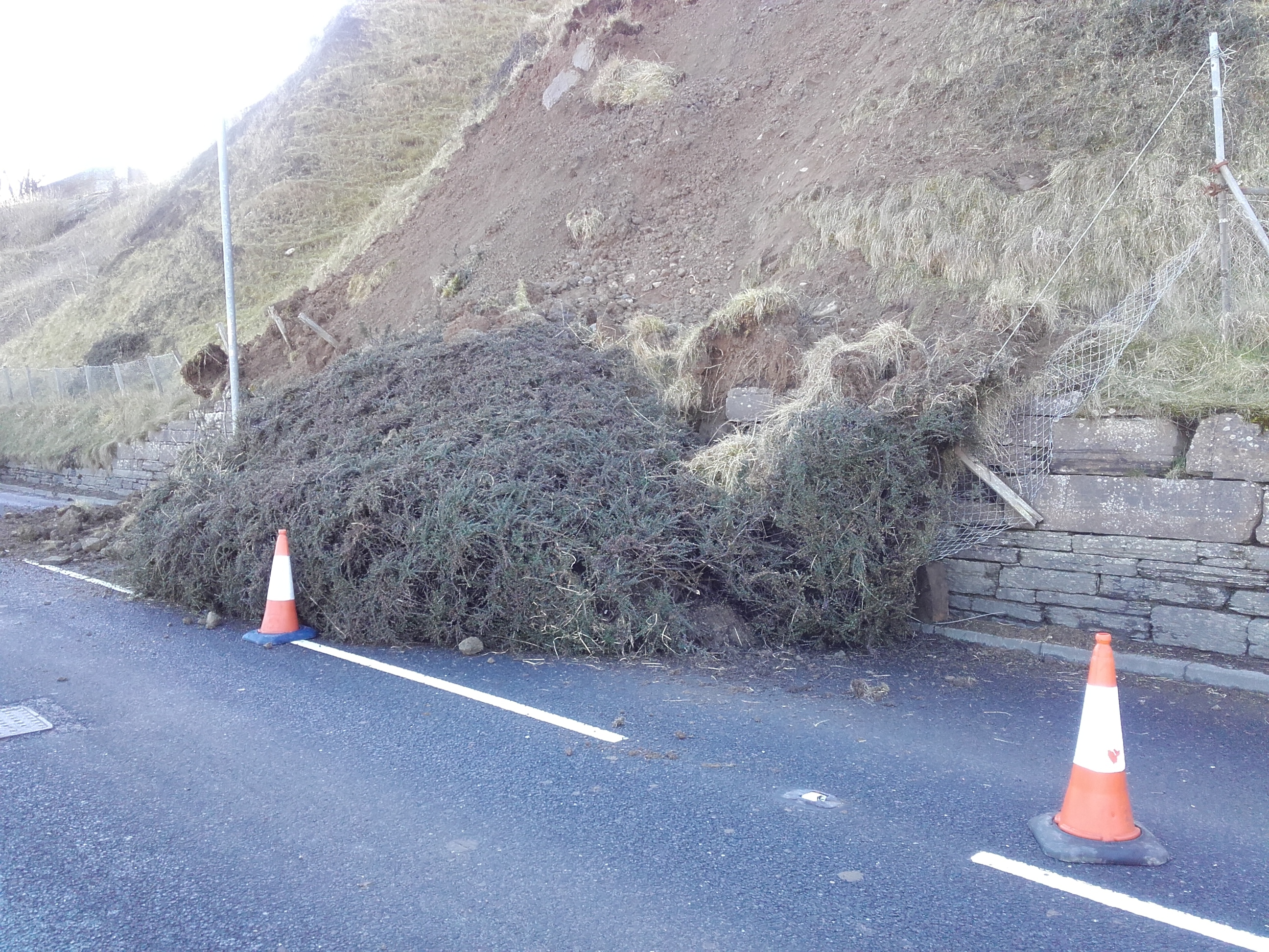 Debris on the A9 prior to the clear-up