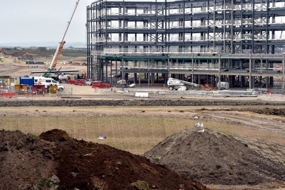 Work continues on the new AECC building near Aberdeen Airport, Dyce. Pictures and video by Colin Rennie.