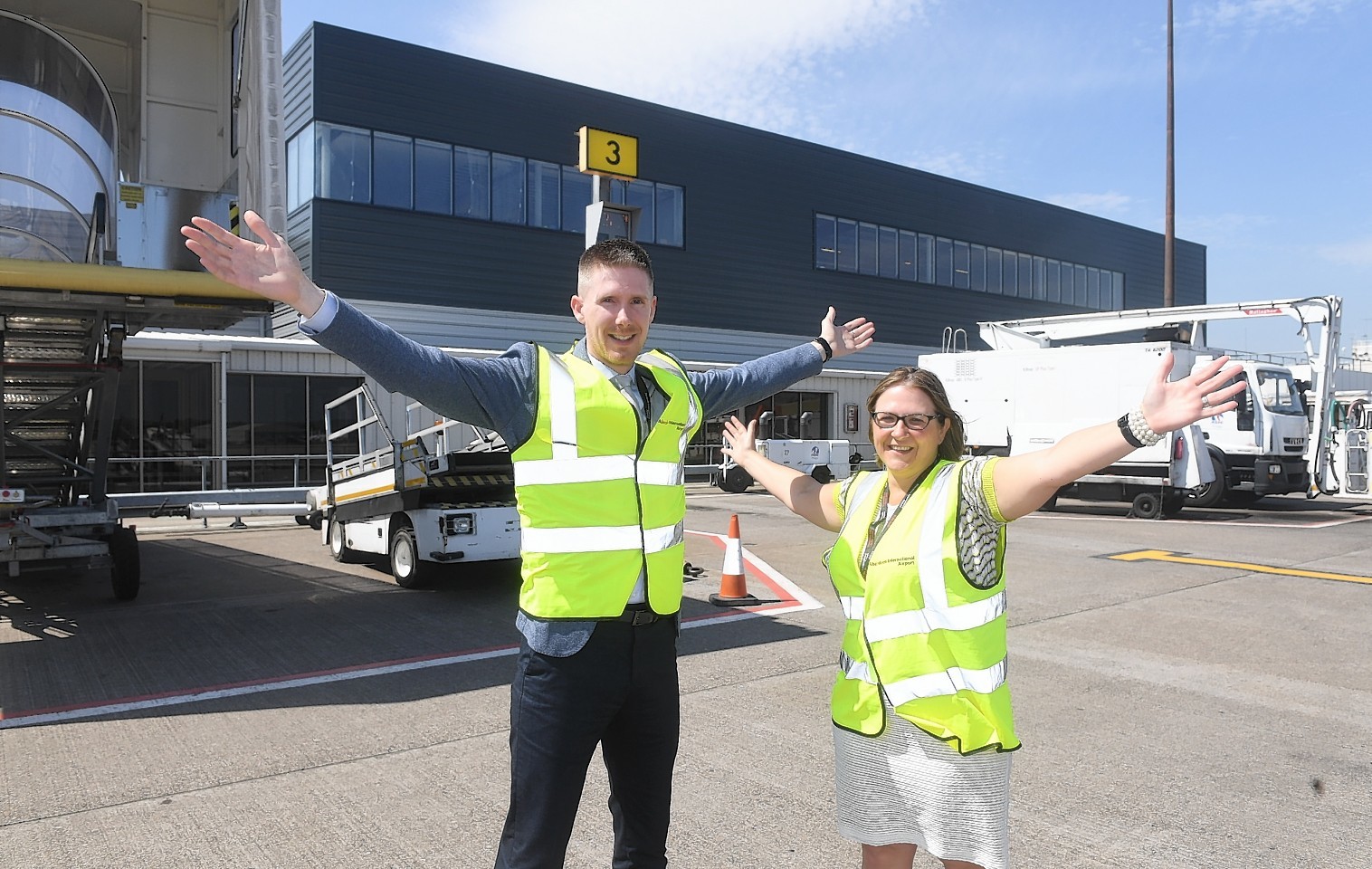 John Deffenbaugh, Project Leader, Aberdeen International Airport and Carol Benzie, managing director of Aberdeen International Airport.