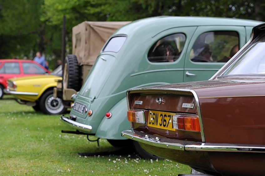 Pictured are cars parked at the "How Many Left" car show at the Grampian Transport Museum,